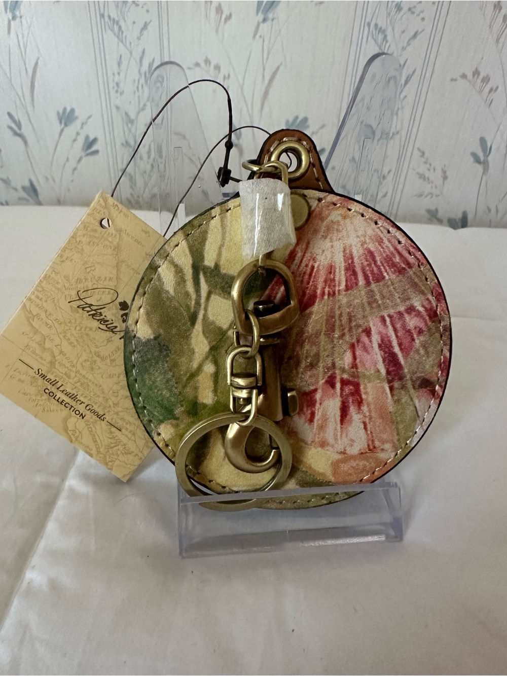 Patricia Nash Floral Leather Mirror Keychain